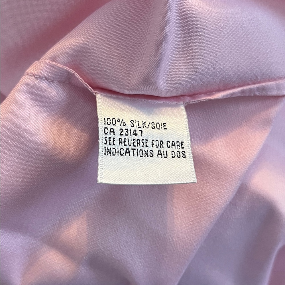 Talbots Pure Silk Light Pink Button-Down Shirt - Picture 7 of 8